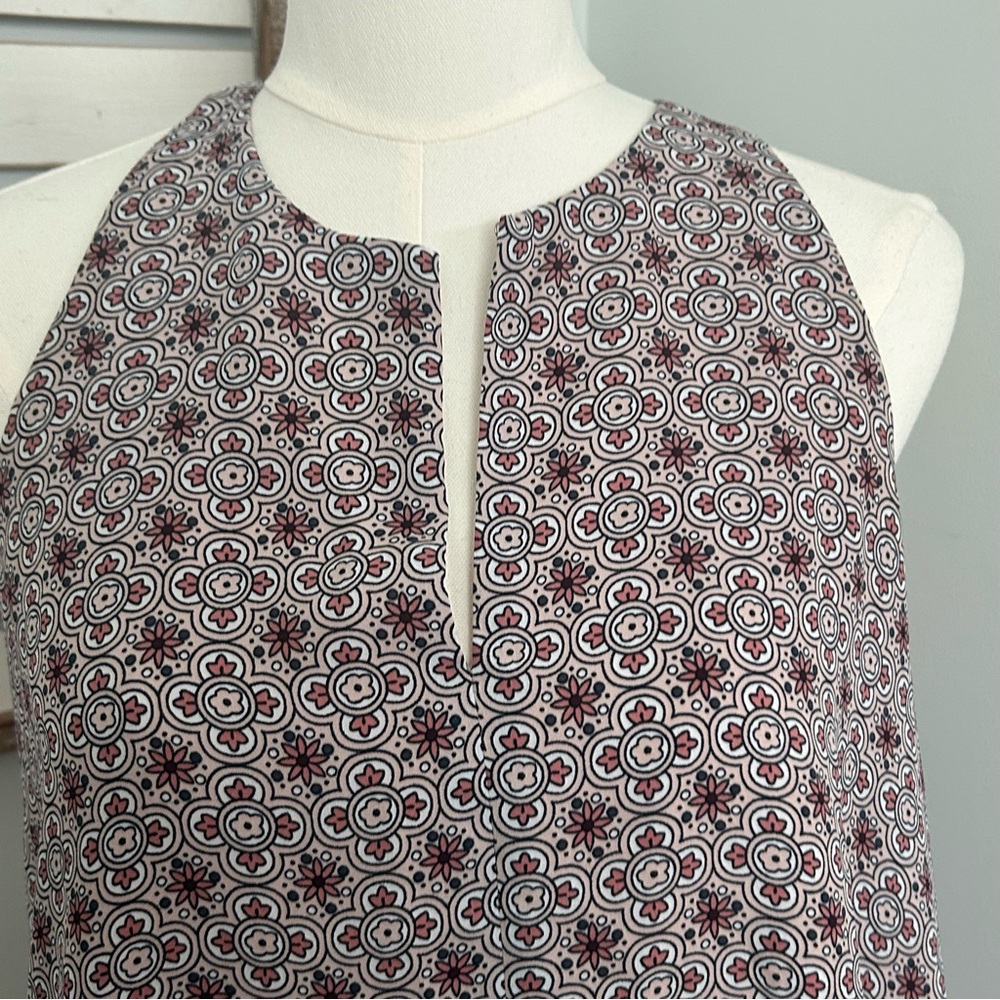 LOFT Blouse Halter Style Draping Racer Back Floral Print Top Loose Fit size S - Picture 4 of 13
